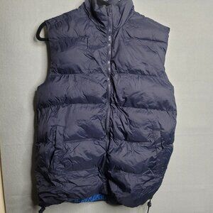 Sleeveless Athletech Navy Blue Puffer Vest Size Full Zip Medium M Polyester Nylo